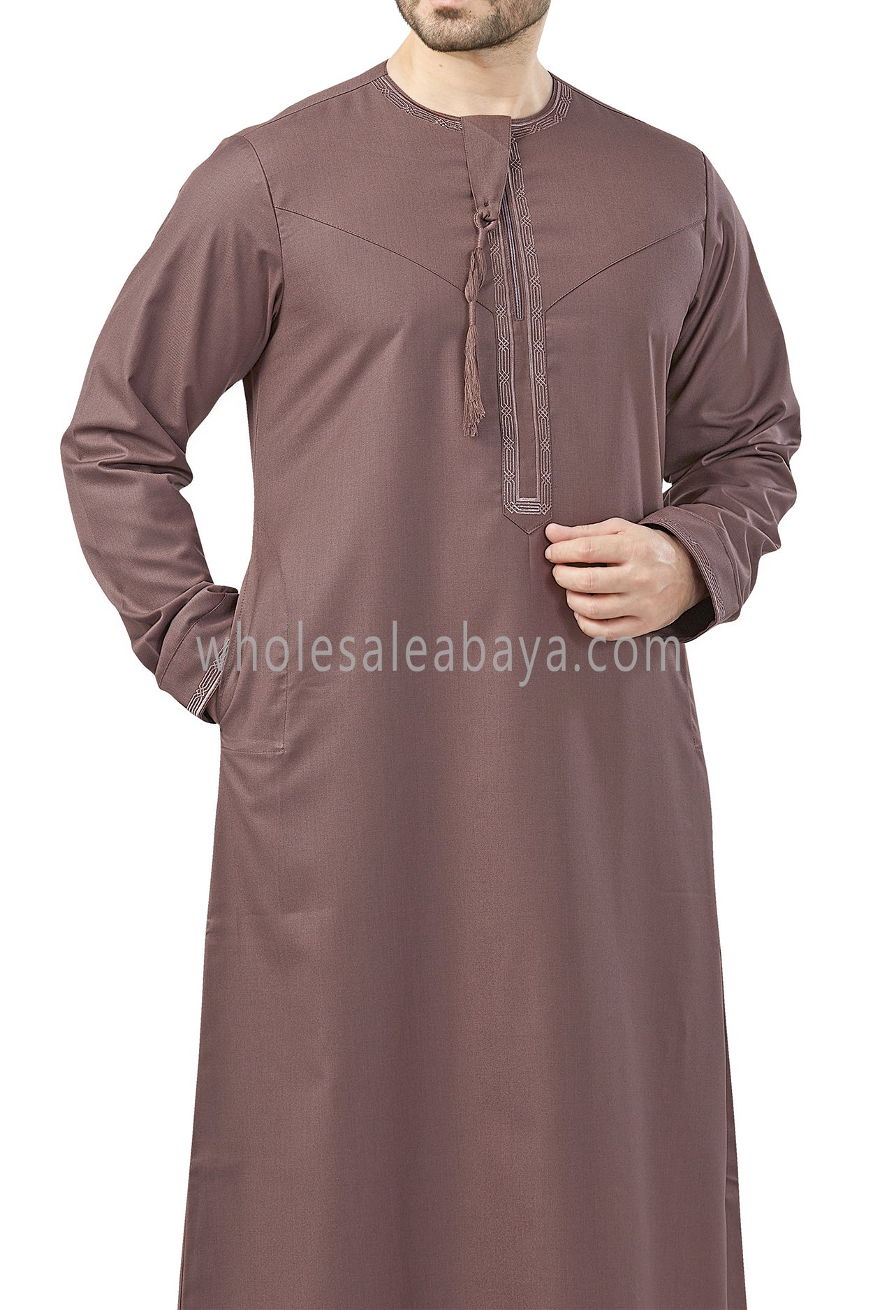 Premium Embroidered Omani Tassel Caramel Ash Brown