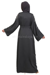 Open Abaya Style With Leaf  Handwork