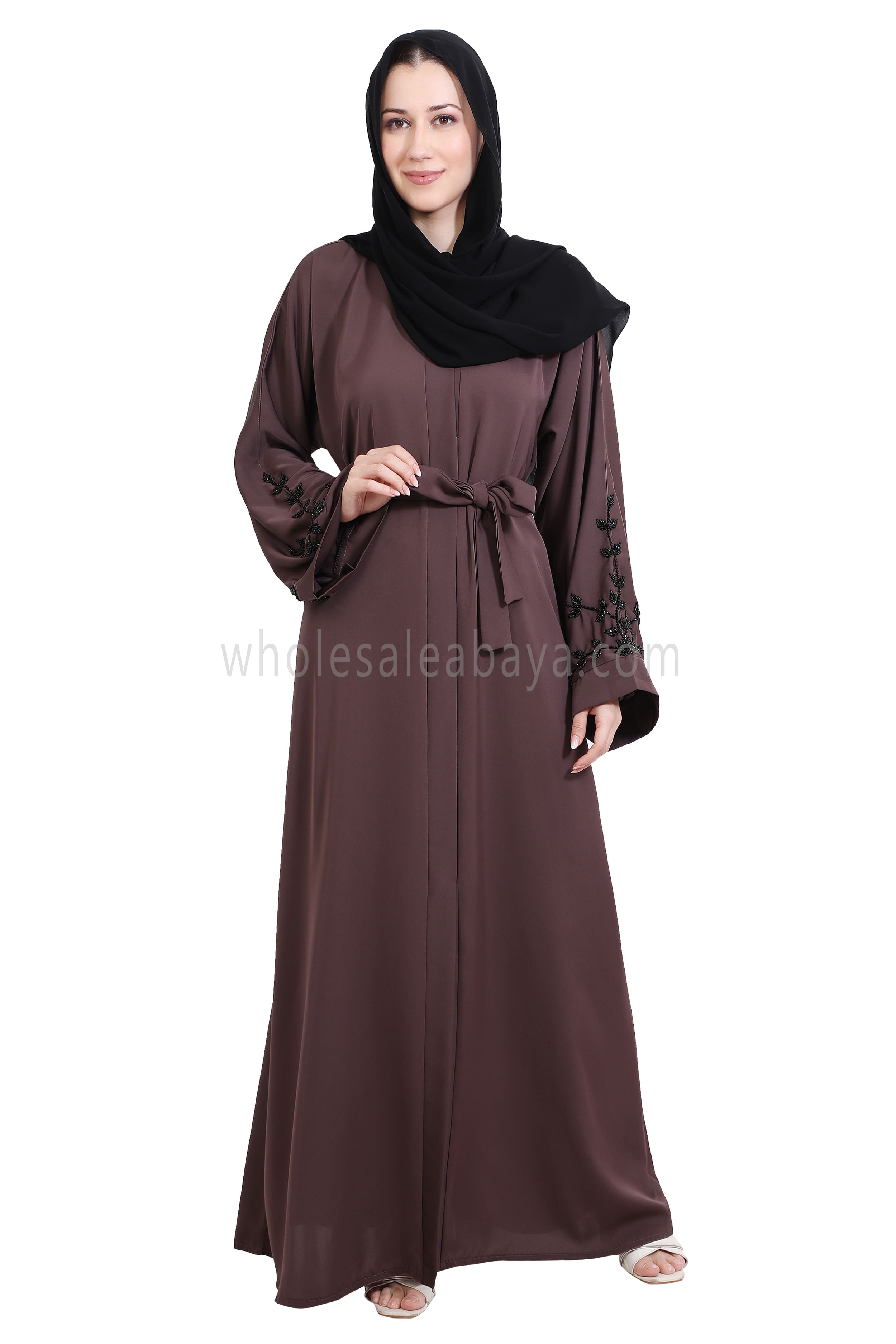 Open Abaya With Handwork Sleeves