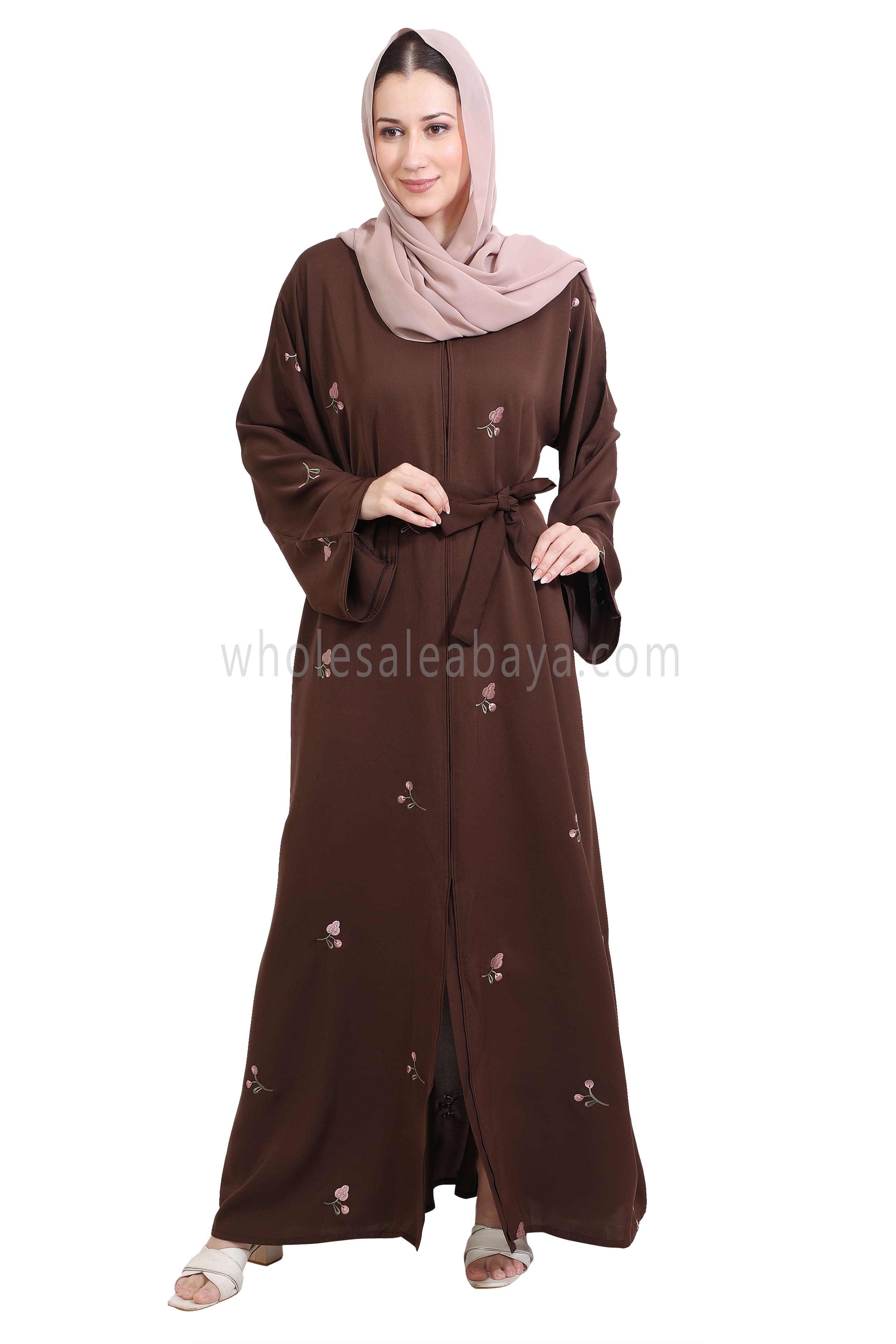 Open Abaya With Motif Embroidery
