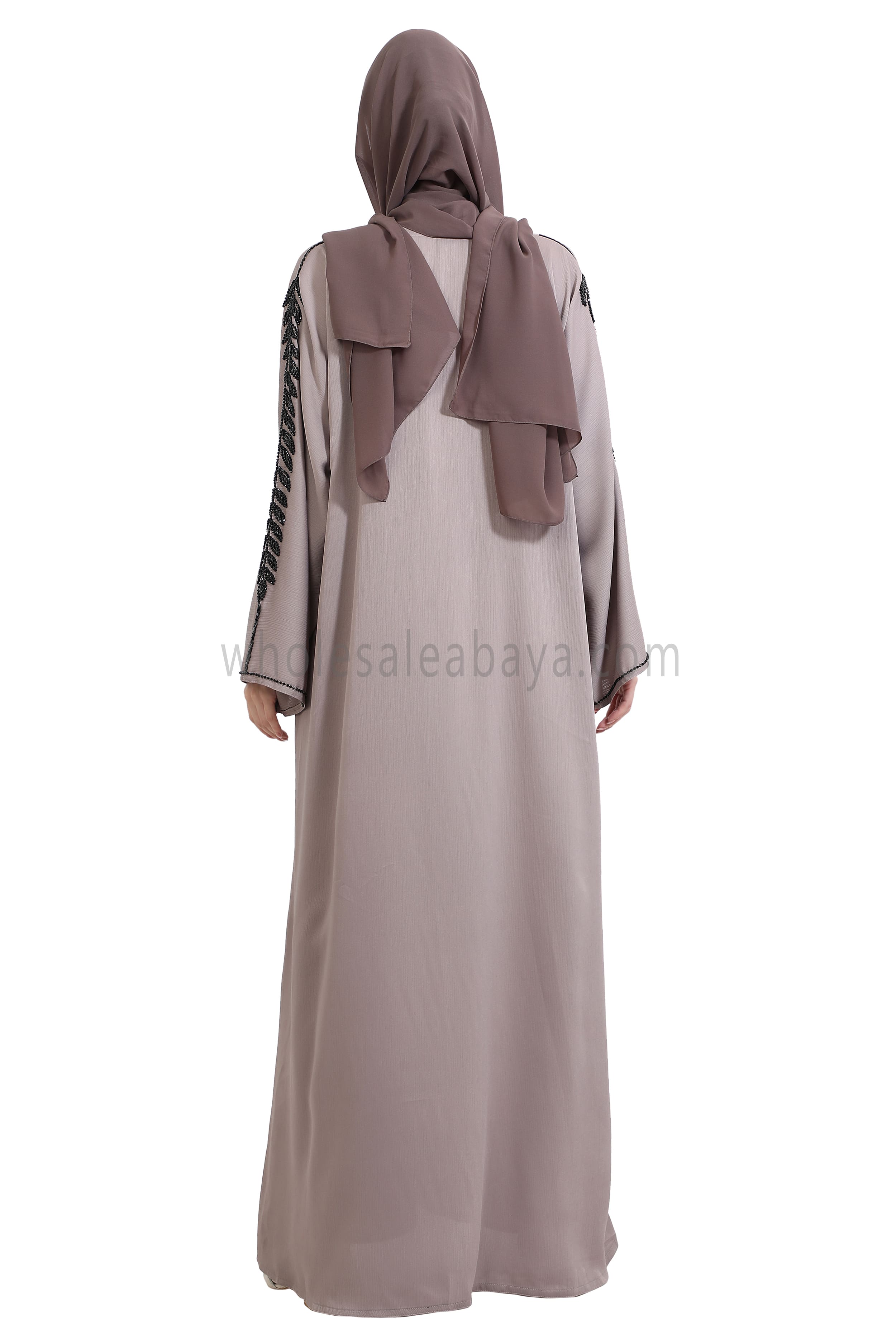 Open Abaya Style With Leaf Handwork