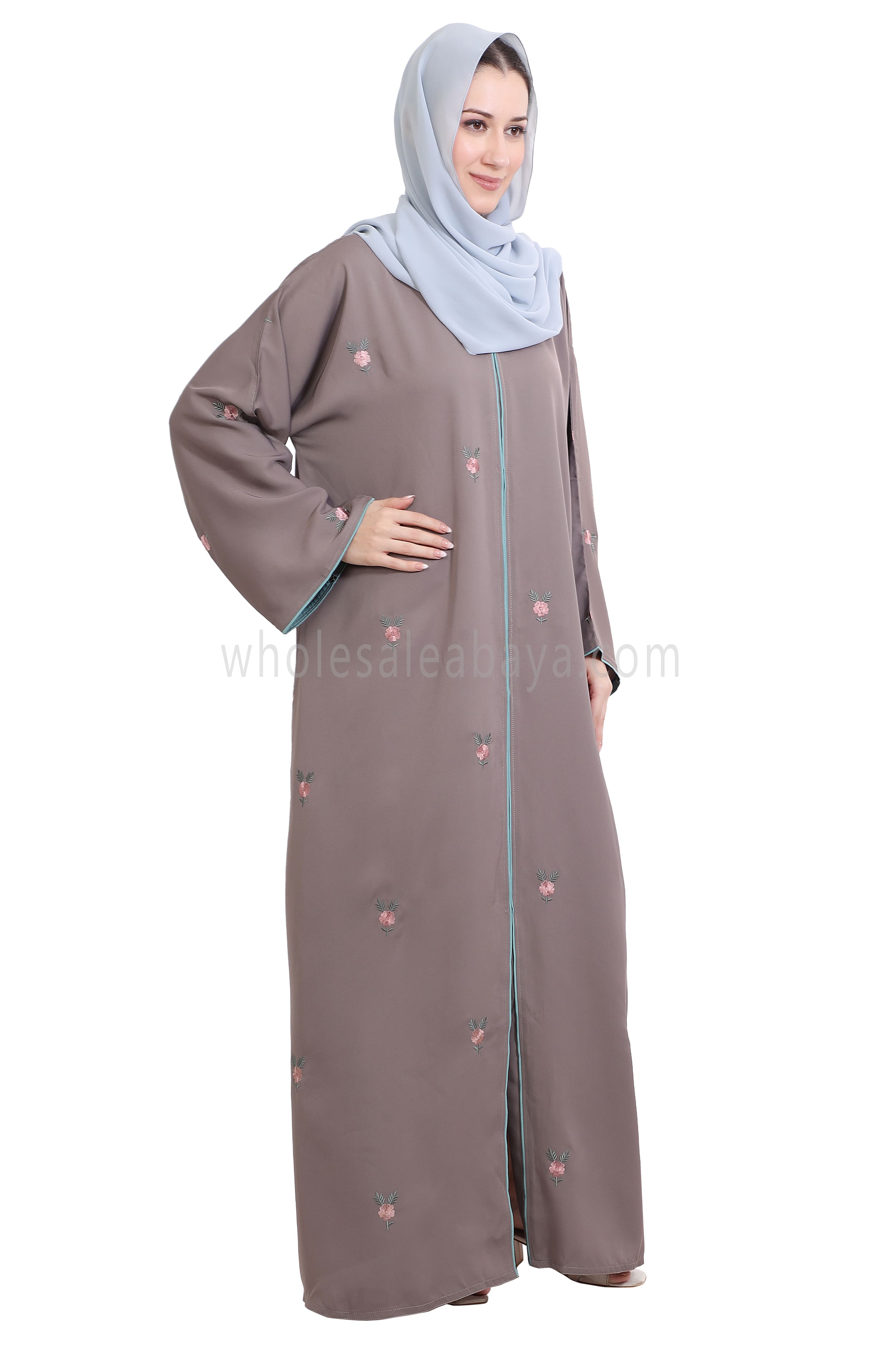 Open Abaya With Motif Embroidery