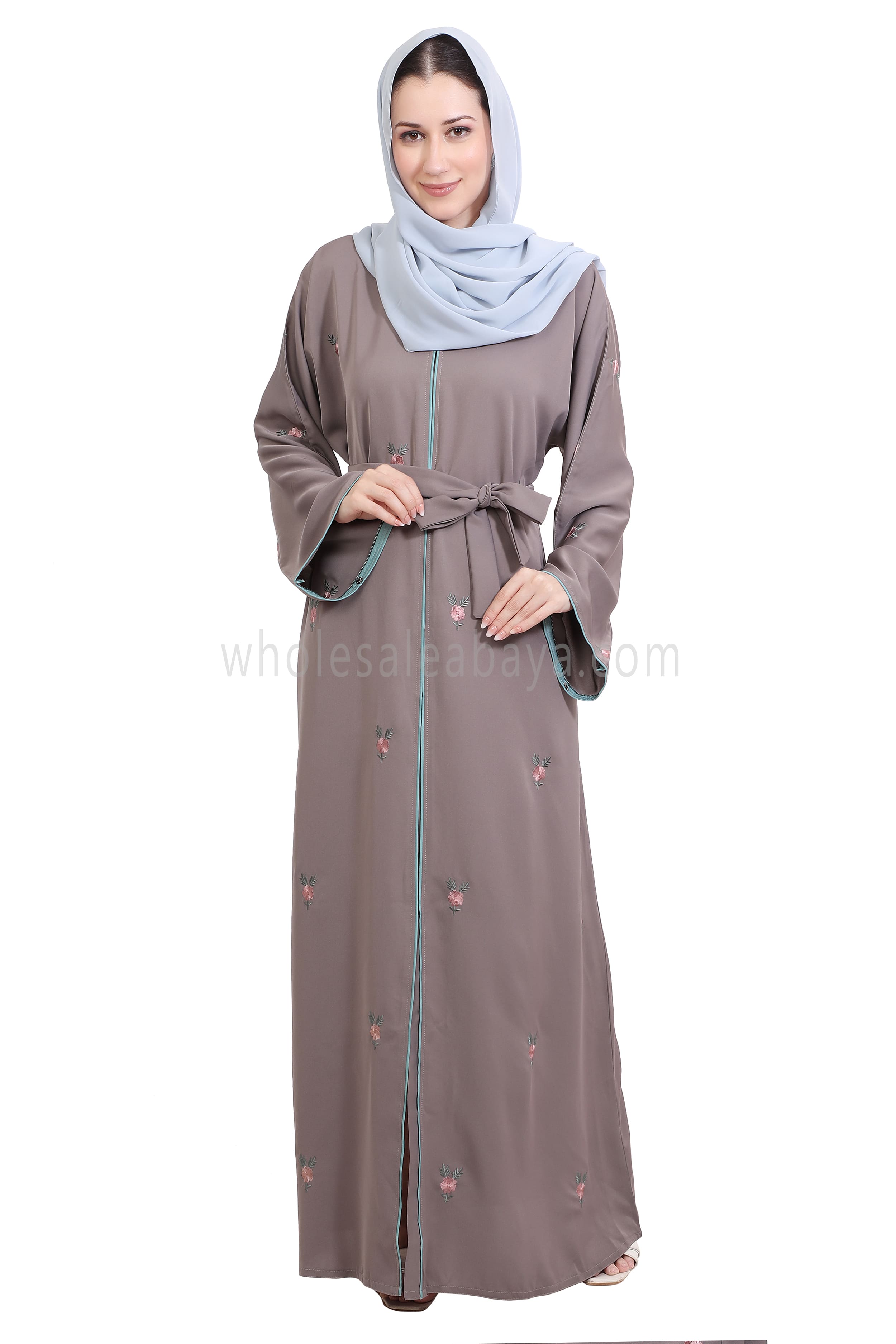 Open Abaya With Motif Embroidery
