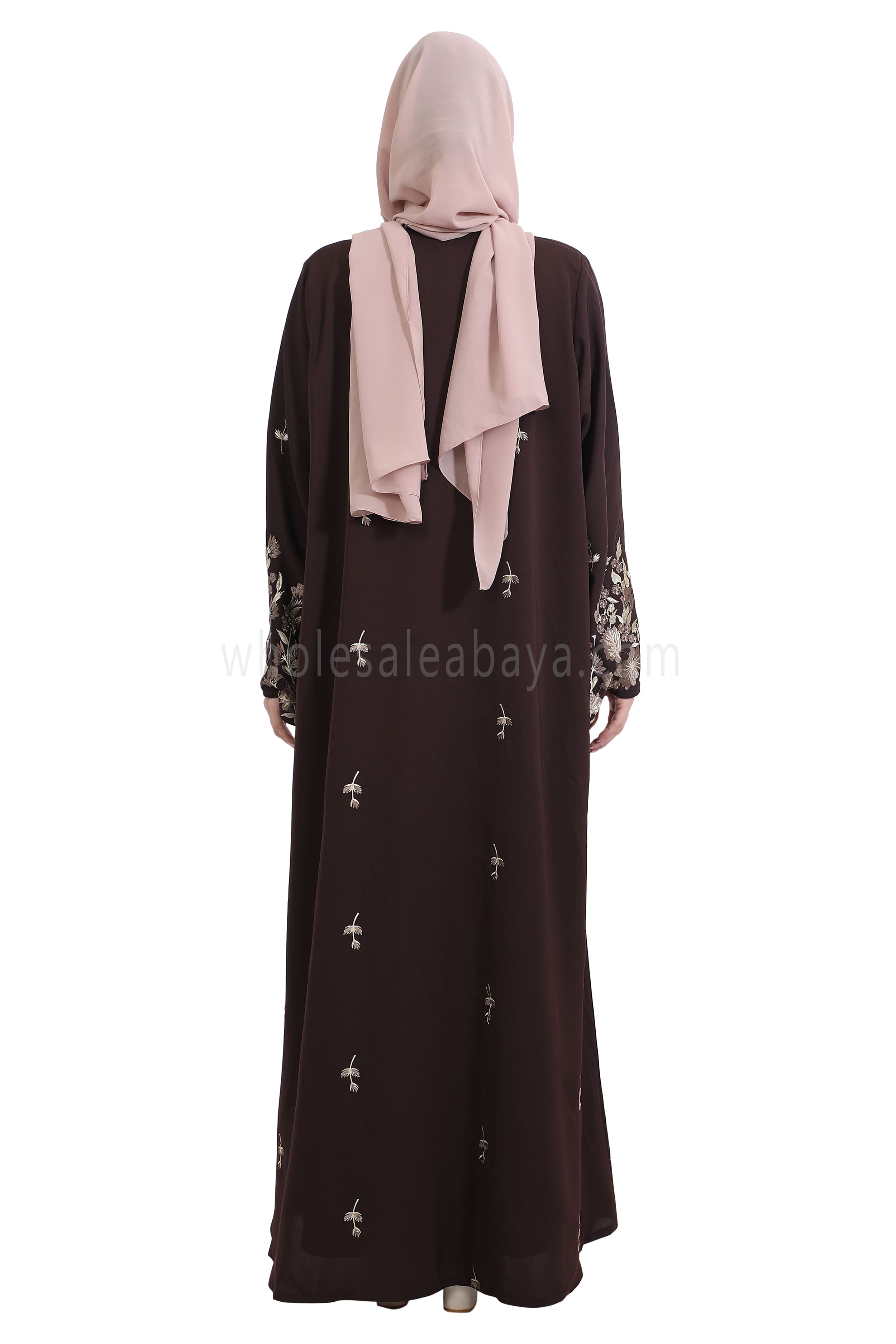 Nida Open Abaya With Motif Embroidery And Embroidered Sleeves