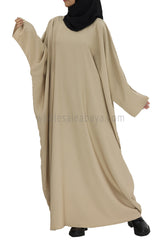 Plain Closed Butterfly Abaya With Inner Belt Sand Beige