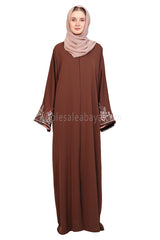Open Abaya With Embroidered Sleeves