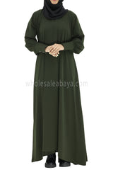 Women's Umbrella Abaya with Cuffed Sleeves Khakhi green