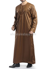 Men's Shiny Omani Thoube with Designer Tassel Copper Brown