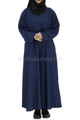 Plain Closed Abaya With  A-Line Straight Cut Navy Blue
