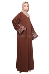 Open Abaya With Embroidered Sleeves