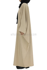 Plain Closed Butterfly Abaya With Inner Belt Sand Beige