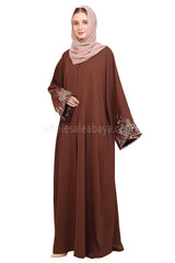 Open Abaya With Embroidered Sleeves
