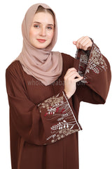 Open Abaya With Embroidered Sleeves
