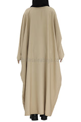 Plain Closed Butterfly Abaya With Inner Belt Sand Beige