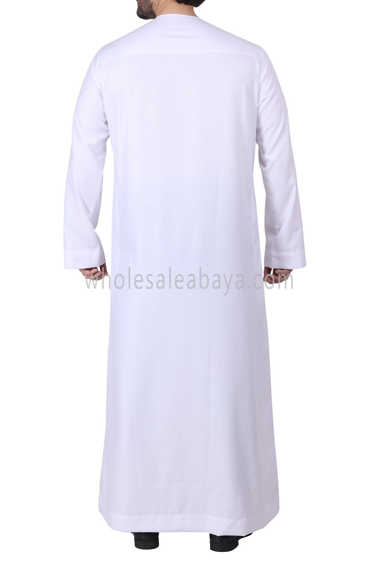 Men's Classic Plain Omani Thoube With Front Zip White