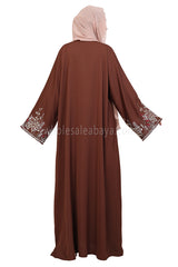 Open Abaya With Embroidered Sleeves
