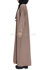 Plain Closed Abaya With  A-Line Straight Cut Mocha Brown