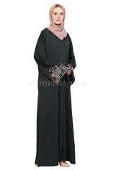 Open Abaya With Embroidered Sleeves