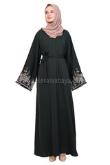 Open Abaya With Embroidered Sleeves