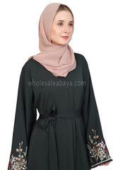 Open Abaya With Embroidered Sleeves
