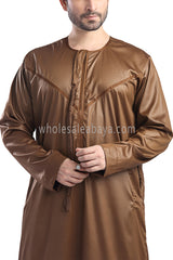 Men's Shiny Omani Thoube with Designer Tassel Copper Brown