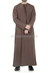 Men's Premium Emirati Thoube  With Buttons & Tassel Mink Brown