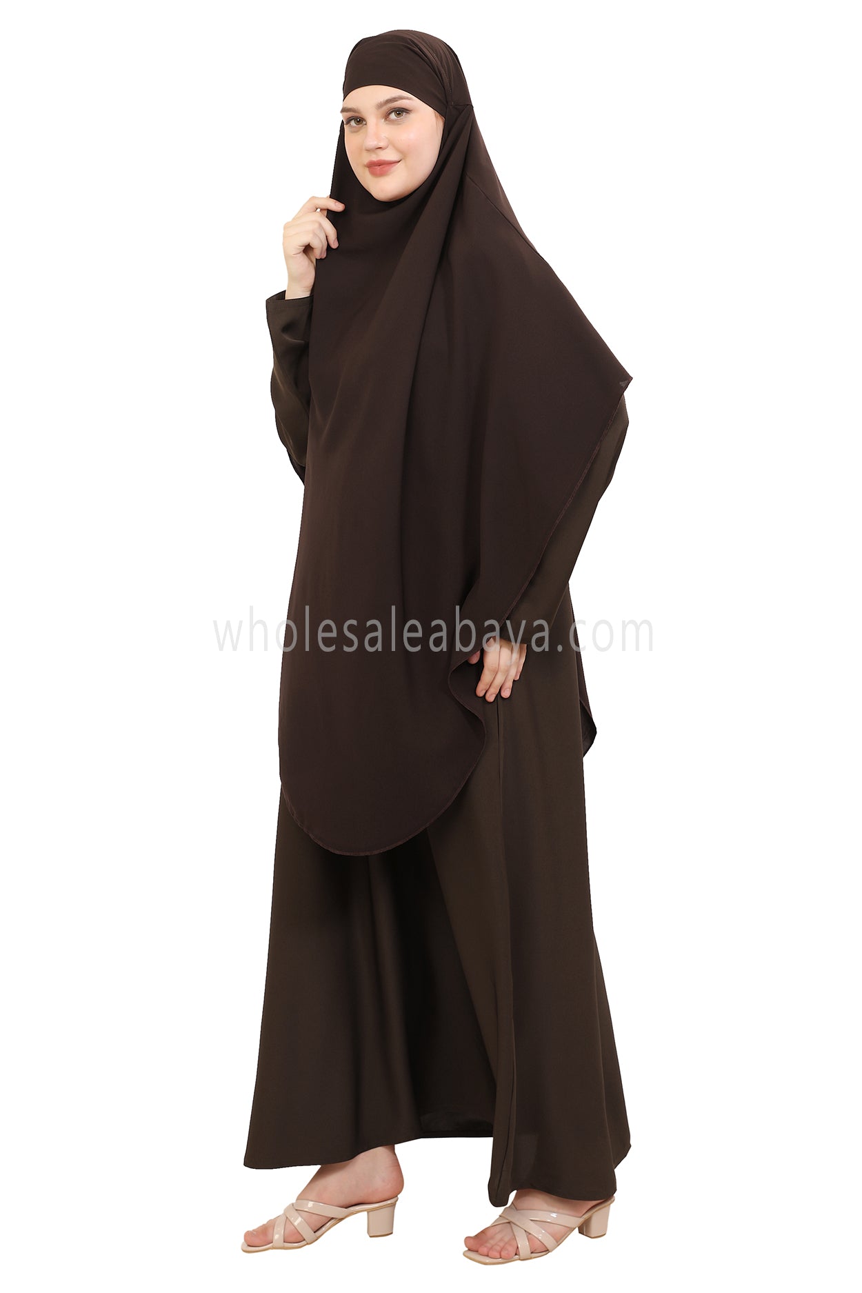 Free Size Premium Khimar Chocolate Brown 50041