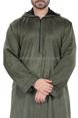 Premium Suede Hooded Thoube Light Green