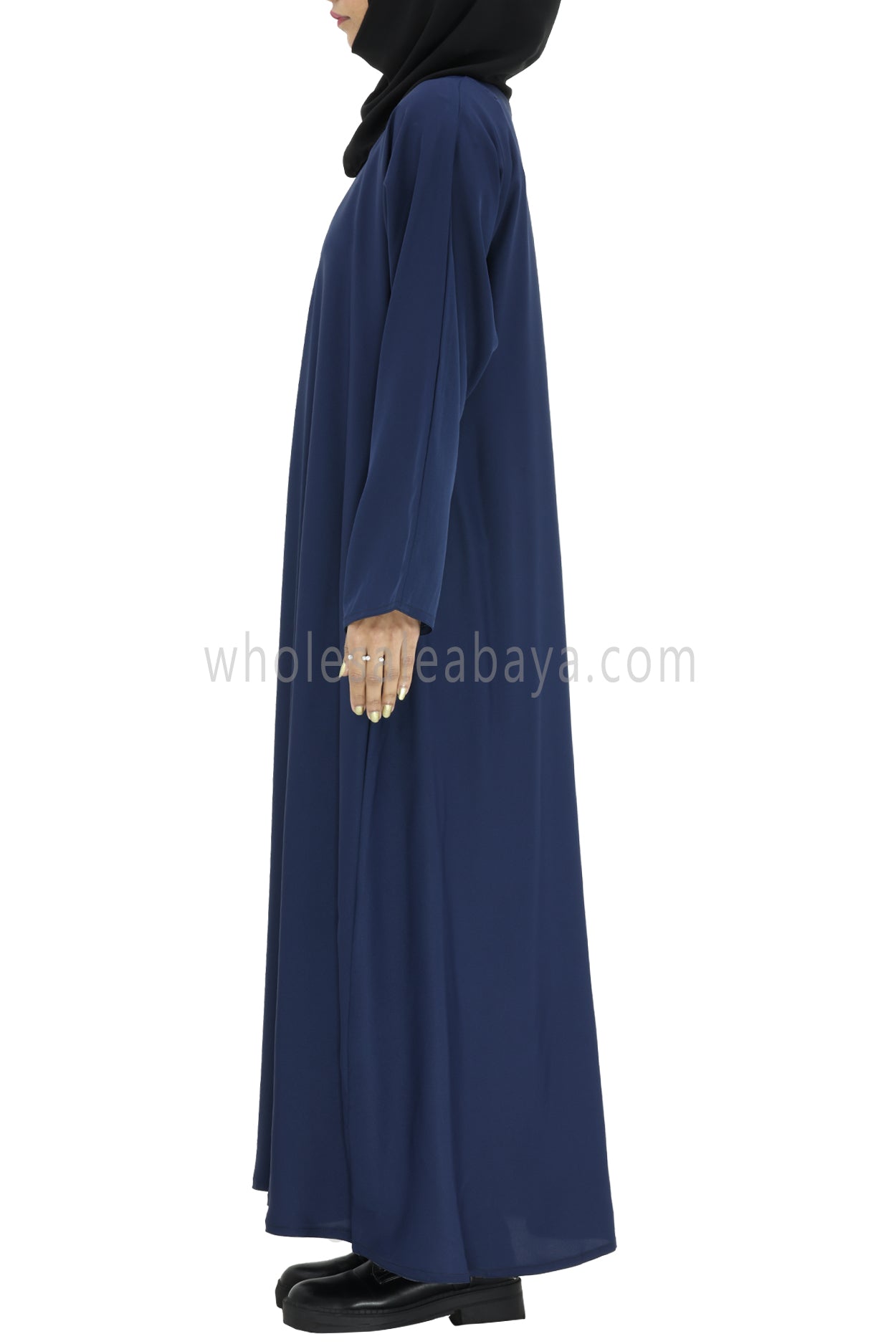 Plain Closed Abaya With  A-Line Straight Cut Navy Blue