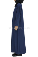 Plain Closed Abaya With  A-Line Straight Cut Navy Blue