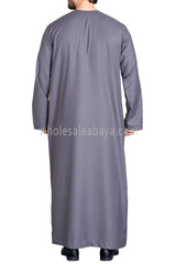 Men's Premium Emirati Thoube  With Buttons & Tassel Aegan Grey