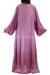 Women's Organza Abaya With Baloon Sleeves Bubblegum Pink