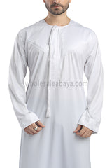 Ready to Buy Men's Traditional Emarati Style Shiny Thoube 90008 T White - Pack