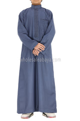 Boy's Elegant Men's Collar Thoube With Embroidery Blue Grey