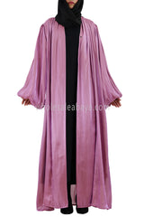 Women's Organza Abaya With Baloon Sleeves Bubblegum Pink