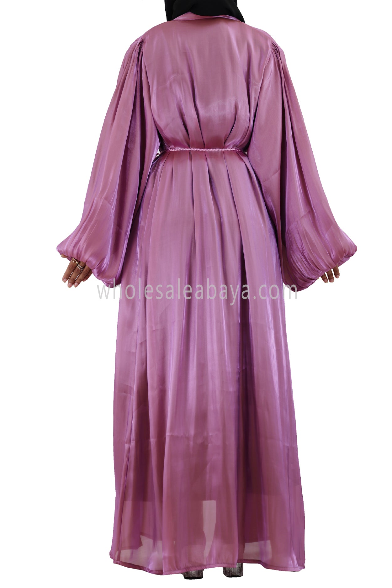 Women's Premium Organza Abaya With Balloon Sleeves Bubblegum Pink