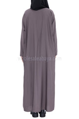 Plain Closed Abaya With  A-Line Straight Cut Mauve Grey