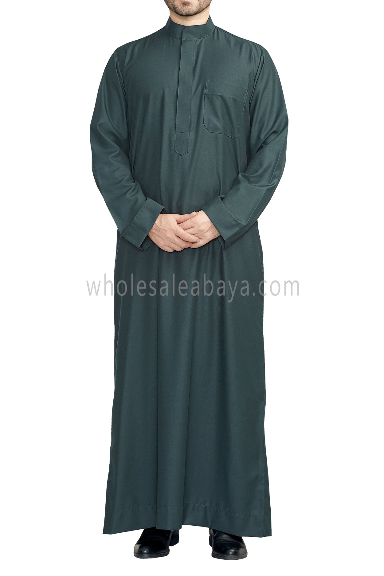 Men's Plain Collar Thoube Emerald Green