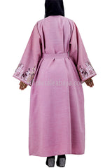 Front Open Abaya With Embroidered Sleeve With Belt