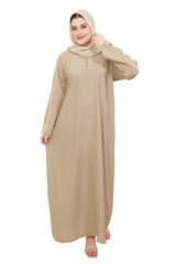 Plain Straight Cut Nida Abaya 30076 Cream