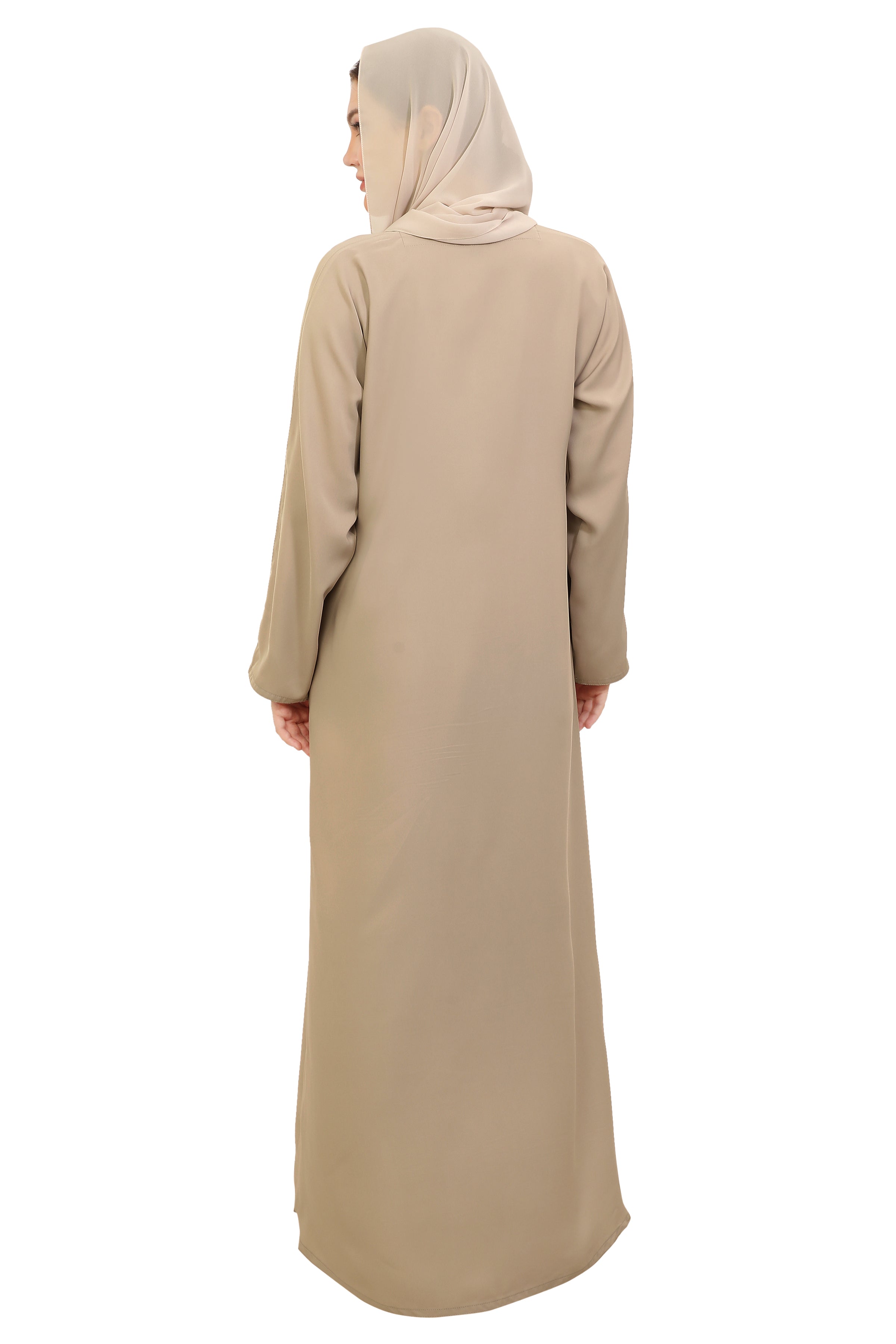 Plain Straight Cut Nida Abaya 30076 Cream