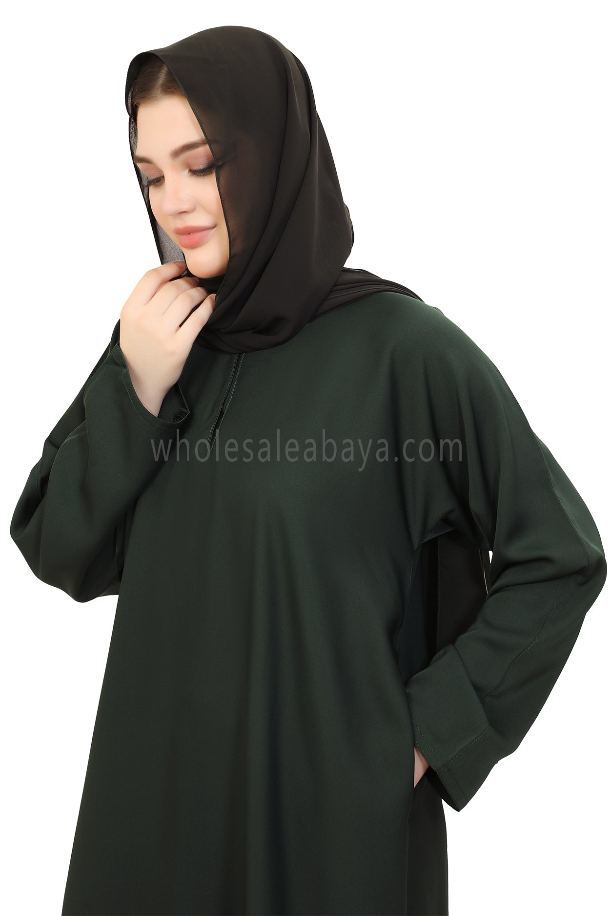 Plain Straight Cut Nida Abaya 30076 Emerald Green