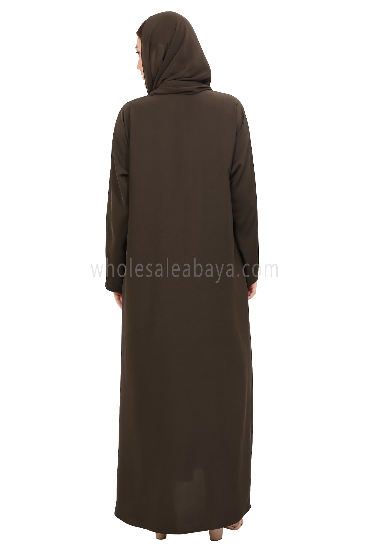 Plain Straight Cut Nida Abaya 30076 Mocha Brown