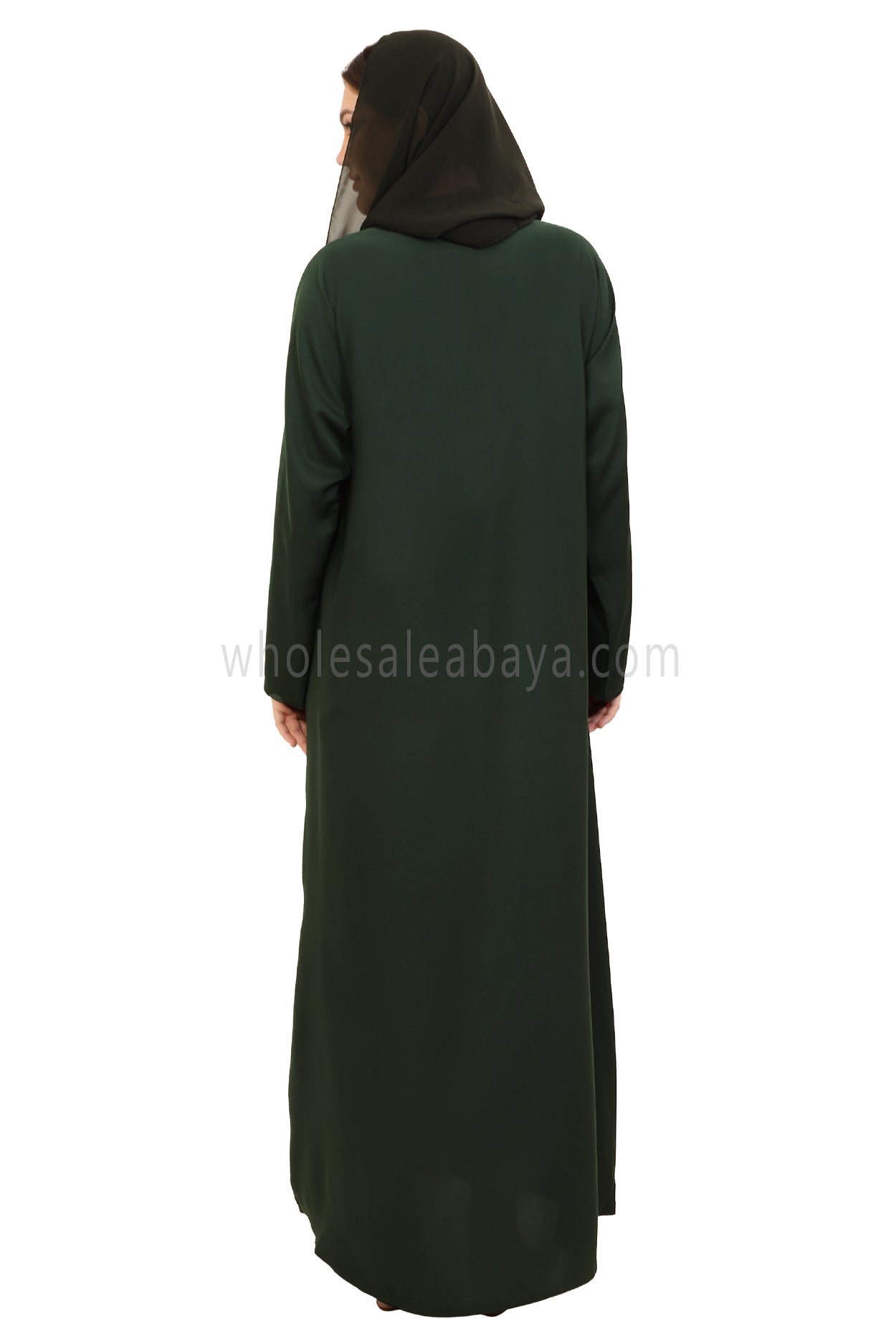 Plain Straight Cut Nida Abaya 30076 Emerald Green
