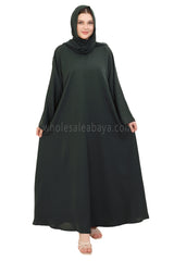 Plain Closed Abaya with Wide Sleeves 30418 Emerald Green