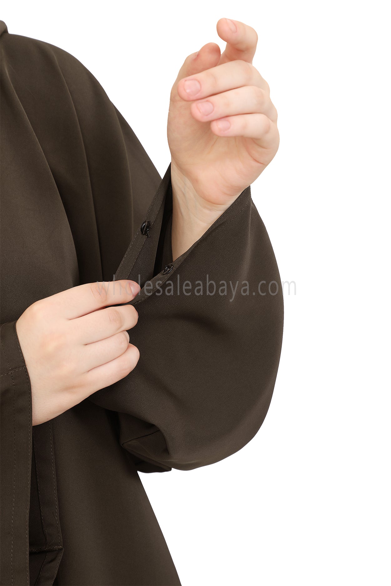 Plain Closed Abaya with Wide Sleeves 30418 Mocha Brown
