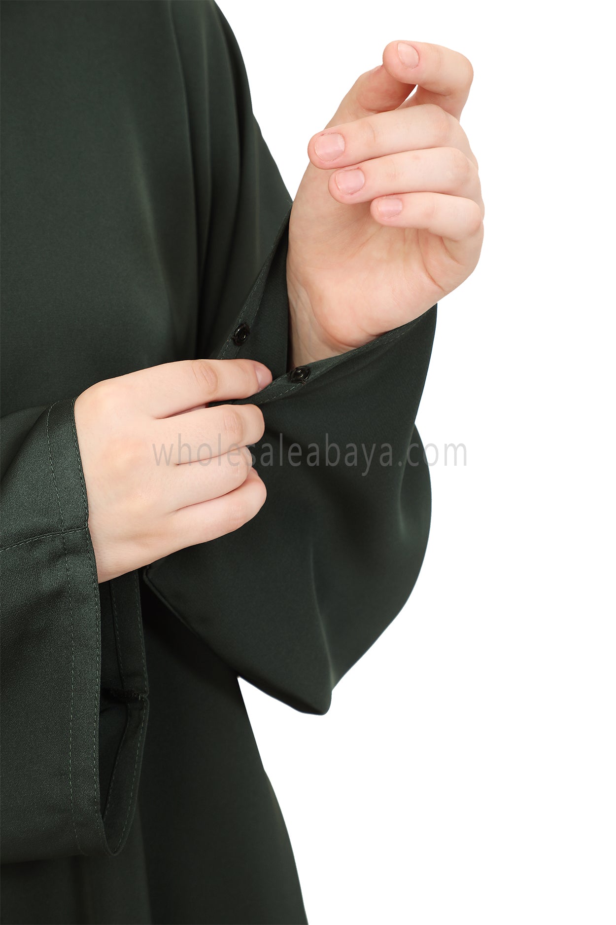 Plain Closed Abaya with Wide Sleeves 30418 Emerald Green