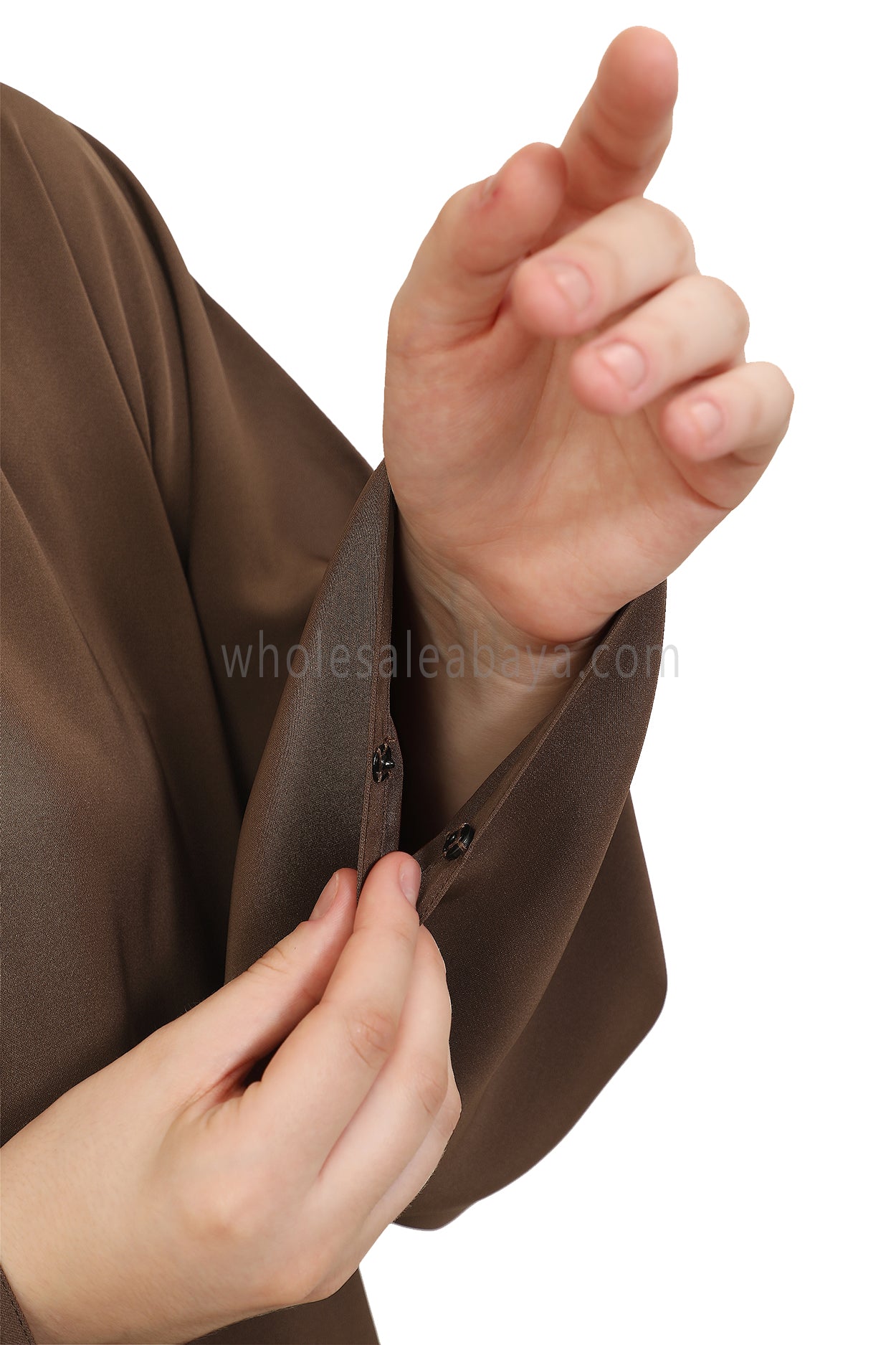 Plain Closed Abaya with Wide Sleeves 30418 Chestnut Brown