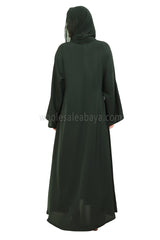 Plain Closed Abaya with Wide Sleeves 30418 Emerald Green
