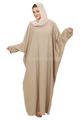 Plain Closed Butterfly Nida Abaya 30520 Cream